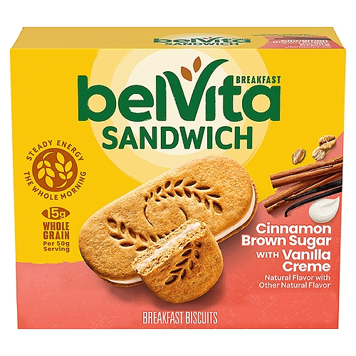 belVita Breakfast Sandwich Cinnamon Brown Sugar with Vanilla Creme Breakfast Biscuits, 5 Packs (2 Sandwiches Per Pack)