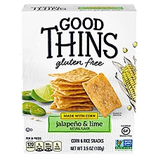 Good Thins Jalapeño & Lime Corn & Rice Snacks Gluten Free, Crackers, 3.5 Ounce