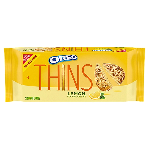 OREO Thins Lemon Creme Sandwich Cookies, Family Size, 11.78 oz