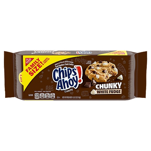 CHIPS AHOY! Chunky White Fudge Chocolate Chunk Cookies, Family Size, 18 oz