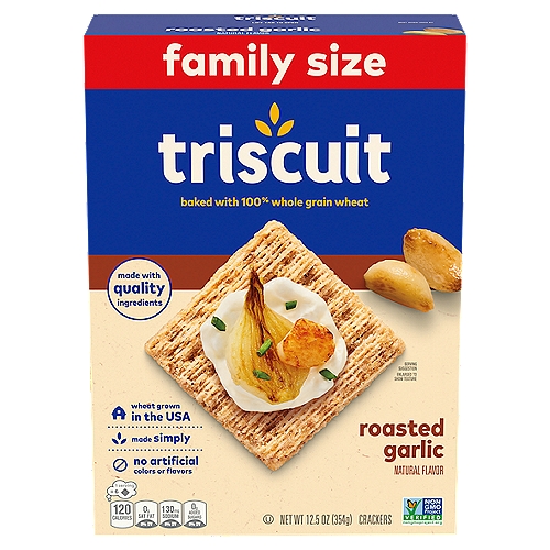 Triscuit Roasted Garlic Whole Grain Wheat Crackers, Family Size, 12.5 oz