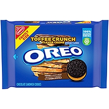 OREO Toffee Crunch Creme with Sugar Crystals Chocolate Sandwich Cookies, Family Size, 17 oz