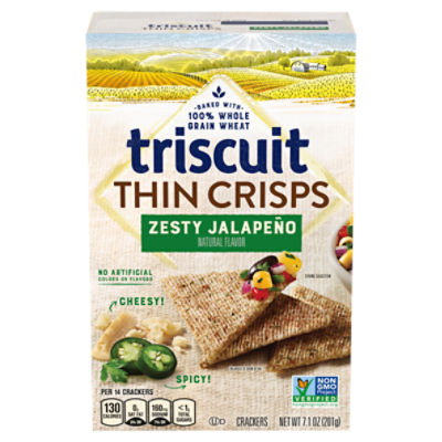 Triscuit Thin Crisps Zesty Jalapeno Whole Grain Wheat Crackers, 7.1 oz