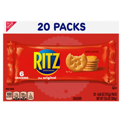 RITZ Original Crackers, 20 Snack Packs (6 Crackers Per Pack)