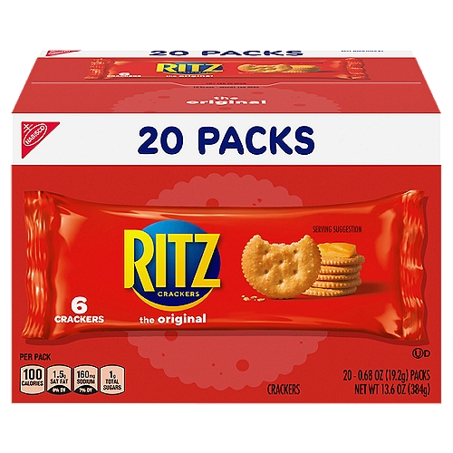 RITZ Original Crackers, 20 Snack Packs (6 Crackers Per Pack)