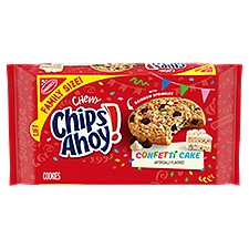 CHIPS AHOY! Chewy Confetti Cake Chocolate Chip Cookies with Rainbow Sprinkles, Birthday Cookies, Family Size, 14.38 oz