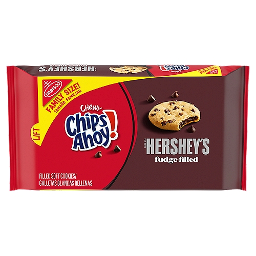 Nabisco Chips Ahoy! Hershey's Chewy Fudge Filled Soft Cookies Family Size, 14.85 oz