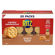 RITZ Peanut Butter Sandwich Crackers, 20 Snack Packs (6 Crackers Per Pack), 27.6 Ounce