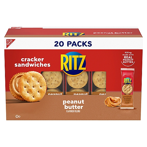 RITZ Peanut Butter Sandwich Crackers, 20 Snack Packs (6 Crackers Per Pack)