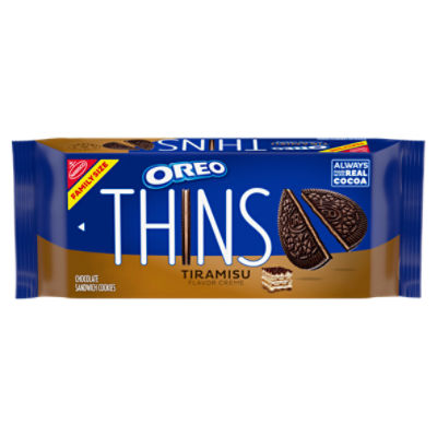 OREO Thins Tiramisu Creme Chocolate Sandwich Cookies, Family Size, 11.78 oz