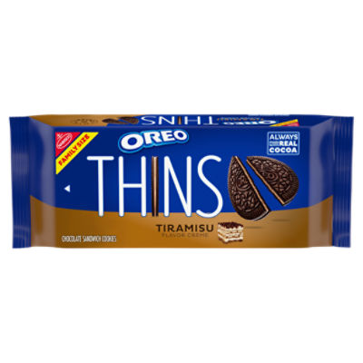 Nabisco Oreo Thins Tiramisu Flavor Creme Chocolate Sandwich Cookies Family Size, 11.78 oz