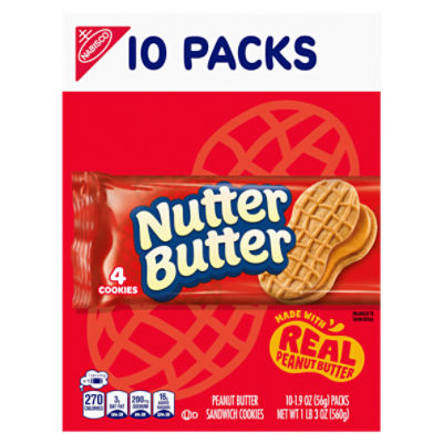 Nutter Butter Peanut Butter Sandwich Cookies, 1.9 oz, 10 count