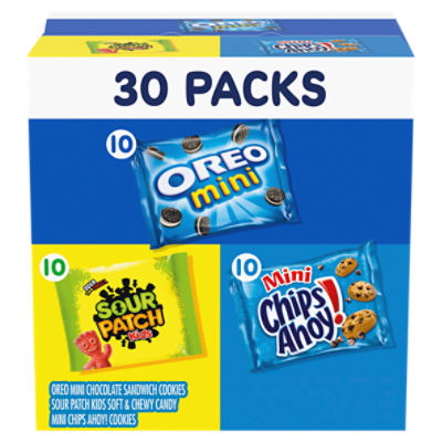 Oreo Mini /Sour Patch Kids/Mini Chips Ahoy! Cookies and Candy, 1 lb 13.7 oz, 30 count