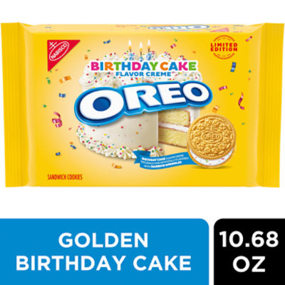 Nabisco Oreo Birthday Cake Flavor Creme Sandwich Cookies Limited Edition, 10.68 oz