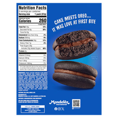 Nabisco Oreo Cakesters Double Chocolate Soft Snack Cakes, 2.02 oz, 5 count Image 9 of 11