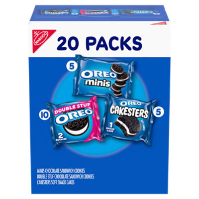 OREO Lovers Variety Pack, Minis, Double Stuf Sandwich Cookies, Cakesters Soft Snack Cakes, 20 ct, 20.25 Ounce