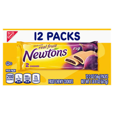 Newtons Soft & Fruit Chewy Fig Cookies, (Fig Bars), 12 Snack Packs (2 Cookies Per Pack)