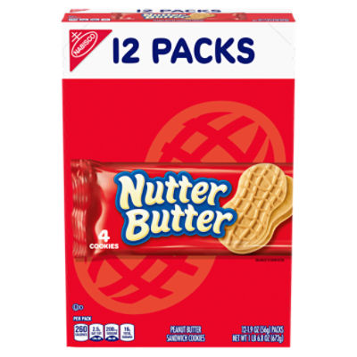 Nabisco Nutter Butter Peanut Butter Sandwich Cookies, 1.9 oz, 12 count