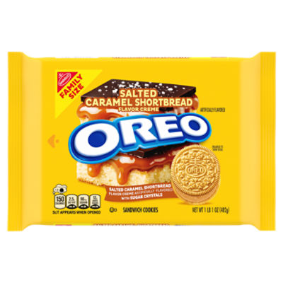 OREO Salted Caramel Shortbread Creme with Sugar Crystals Sandwich Cookies, Family Size, 17 oz