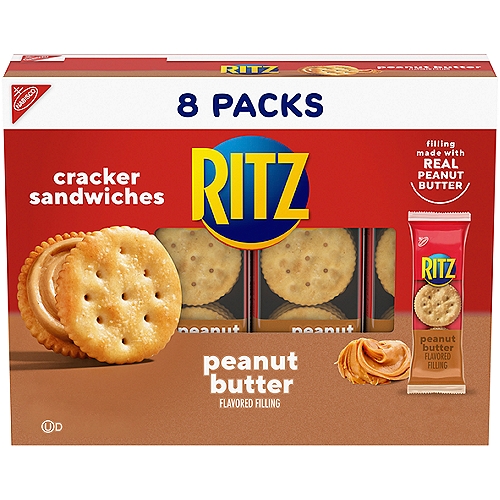 RITZ Peanut Butter Sandwich Crackers, 8 Snack Packs (6 Crackers Per Pack)