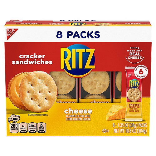 RITZ Cheese Sandwich Crackers, 8 - 1.35 oz Packs