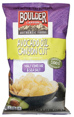 Boulder Canyon Avocado Oil Canyon Cut Malt Vinegar Potato Chips, 5.25 oz