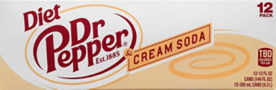 Dr Pepper Diet Cream Soda, 12 each