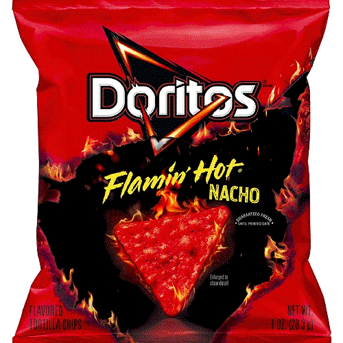 Doritos Flamin' Hot Nacho Flavored Tortilla Chips, 1 oz
The DORITOS brand is all about boldness. If you're up to the challenge, grab a bag of DORITOS tortilla chips and get ready to make some memories you won't soon forget. It's a bold experience in snacking and beyond.