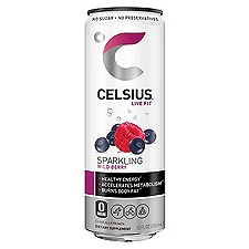 CELSIUS Sparkling Wild Berry, Functional Essential Energy Drink 12 Fl Oz Single Can, 12 Fluid ounce