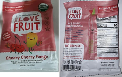 You Love Fruit Organic Cherry Mango Fruit Snack, 1 oz