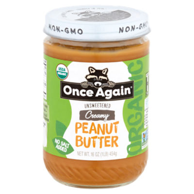 Once Again Unsweetened Creamy Peanut Butter, 16 oz