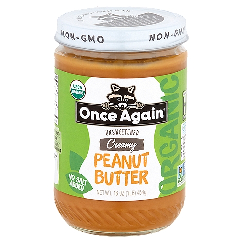 Once Again Unsweetened Creamy Peanut Butter, 16 oz