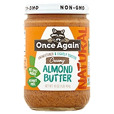 Once Again Natural Unsweetened & Lightly Toasted Creamy Almond Butter, 16 oz
