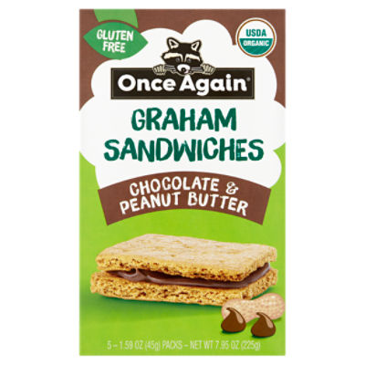 Once Again Chocolate & Peanut Butter Graham Sandwiches, 1.59 oz, 5 count