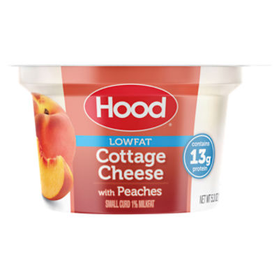 Hood Small Curd 4 Milkfat Min Lowfat Cottage Cheese with Peaches, 5.3