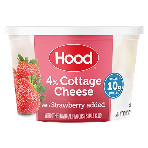 Hood Cottage Cheese with Strawberry, 16 oz
Perfectly blended with strawberries, Hood Cottage Cheese with Strawberry features a subtle sweetness for a delicious snack - morning, noon or night. High in protein, this versatile flavor is sure to delight. The large multiserve container is perfect for a variety of uses - whether it's making your own delicious snack creations or adding to some of your favorite recipes!
Creamy cottage cheese perfectly blended with Strawberry
Excellent source of protein
10g of protein per serving
Kosher
Grade A
4% Milk Fat
16oz multiserve container