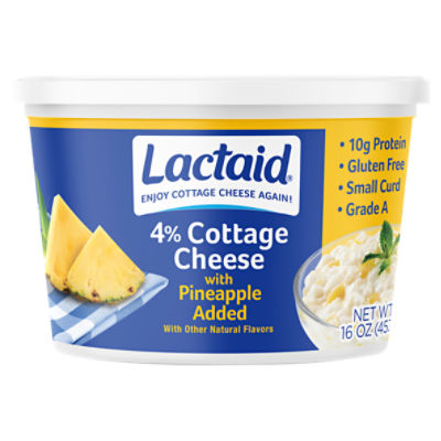 Lactaid Pineapple Cottage Cheese 4% Milkfat, 16 oz, 16 Ounce