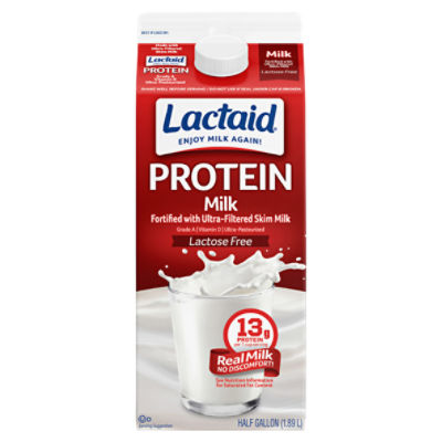 Lactaid Lactose Free Fortified with Ultra-Filtered Skim Protein Milk, Half Gallon