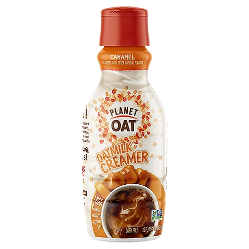 Planet Oat Caramel Oatmilk Creamer, 32 fl oz
With Planet Oat Caramel Creamer, your coffee gets the awesomeness of oats! We harnessed the power of mighty oats and turned them into a rich, smooth, full-bodied creamer that tastes amazing and is always dairy-free, nut-free, soy free, and gluten free.