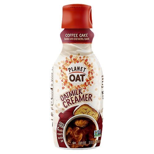Planet Oat Coffee Cake Coffee Creamer, 32oz.
With Planet Oat Coffee Cake coffee creamer, your coffee gets the awesomeness of oats! We harnessed the power of mighty oats and turned them into a rich, smooth, full-bodied creamer that tastes amazing and is always dairy-free, nut-free, soy free, and gluten free.
Free From: Dairy, Lactose, Gluten, Soy, Peanuts, & Tree Nuts, Non-GMO Project Verified.

You (and Your Coffee) will thank us!