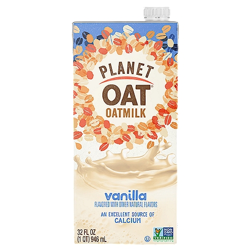 Planet Oat Vanilla Oatmilk, 32 fl oz
Love the subtle sweetness of vanilla? Then you'll love our Vanilla Oatmilk. Natural vanilla flavor lends a rich, sweet, extra something-something to this blend. Plus, this one can be stored at room temperature until opened, for convenient pantry storage.