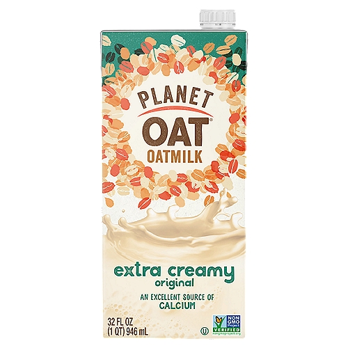 Planet Oat Extra Creamy Original Oatmilk, 32 fl oz
Looking for a little extra creaminess? This one has you covered, offering all the rich, smooth, creaminess you can handle. Great by the glass and in the kitchen, Planet Oat Extra Creamy Oatmilk will fluff your pancakes, thicken your soups and delight your taste buds. Plus, this one can be kept in the pantry at room temperatures, saving some precious refrigerator space!