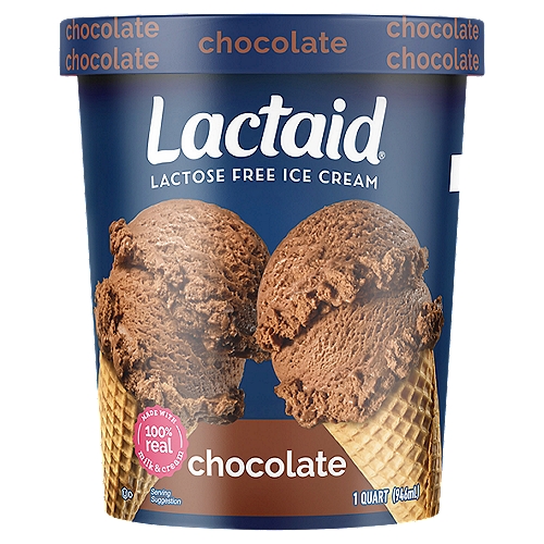 Lactaid Chocolate Lactose Free Ice Cream, 1 quart
What's better than chocolate? Chocolate plus ice cream, of course. Our rich chocolate ice cream is made with real cocoa and real milk so it's 100% delicious - and 100% lactose-free. Eat it on its own, or build a sundae.