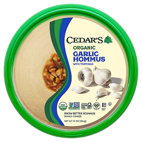 Cedar's Organic Garlic Hommus with Toppings, 10 oz