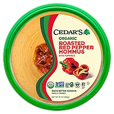 Cedar's Organic Roasted Red Pepper with Toppings, Hommus, 10 Ounce