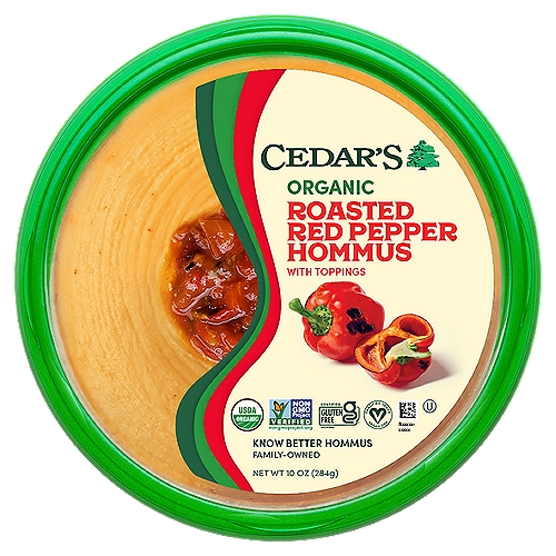 Cedar's Organic Roasted Red Pepper Hommus with Toppings, 10 oz