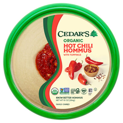 Cedar's Organic Hot Chili Hommus with Toppings, 10 oz