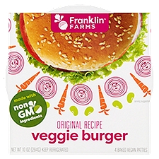 Franklin Farms Original Recipe Veggie Burger, Baked Vegan Patties, 4 Each