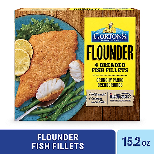 Gorton's Breaded Fish Fillets Cut from Whole Fillets, Wild Caught Flounder with Panko Breadcrumbs