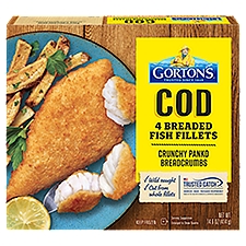 Gorton's Crunchy Panko Breadcrumbs Cod Breaded Fish Fillets, 4 count, 14.6 oz